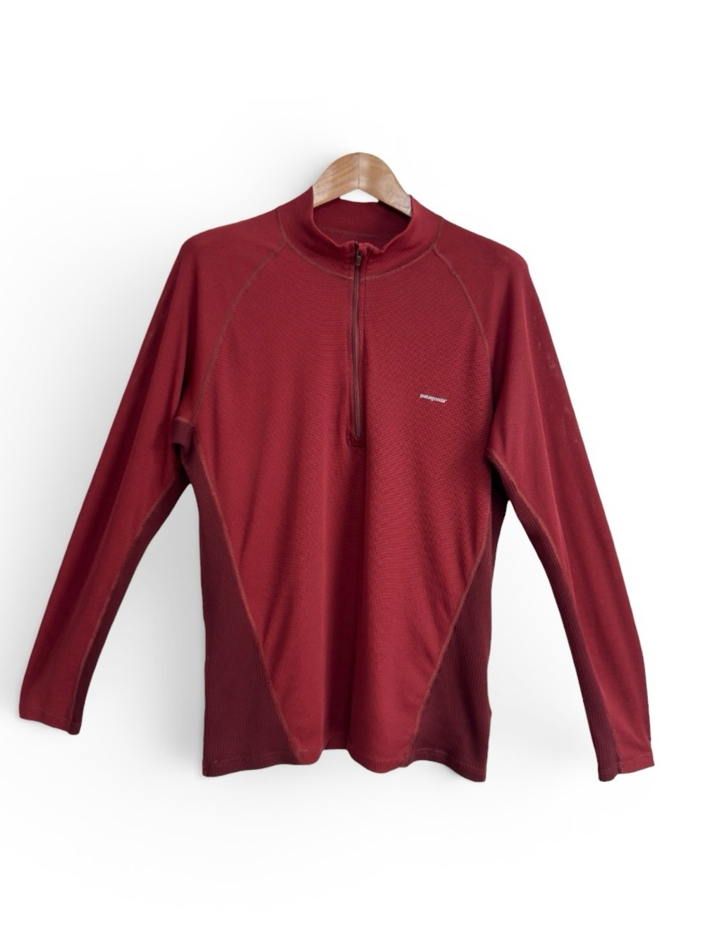 Patagonia Capilene 1/4 Zip Baselayer Pullover Red Mens Medium Hiking Top
